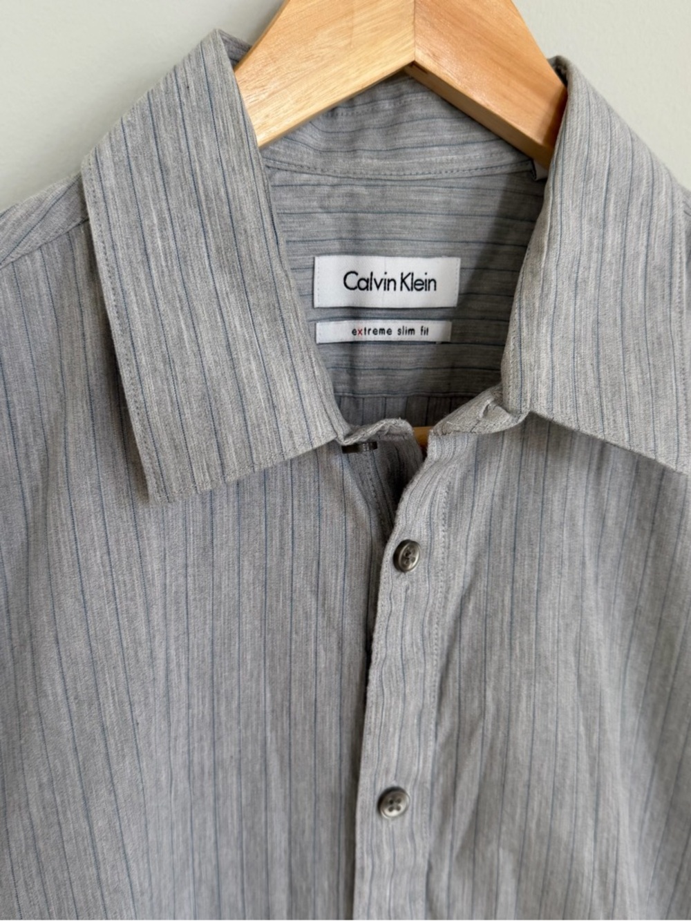 Calvin Klein Light Gray Pinstripe Dress Shirt